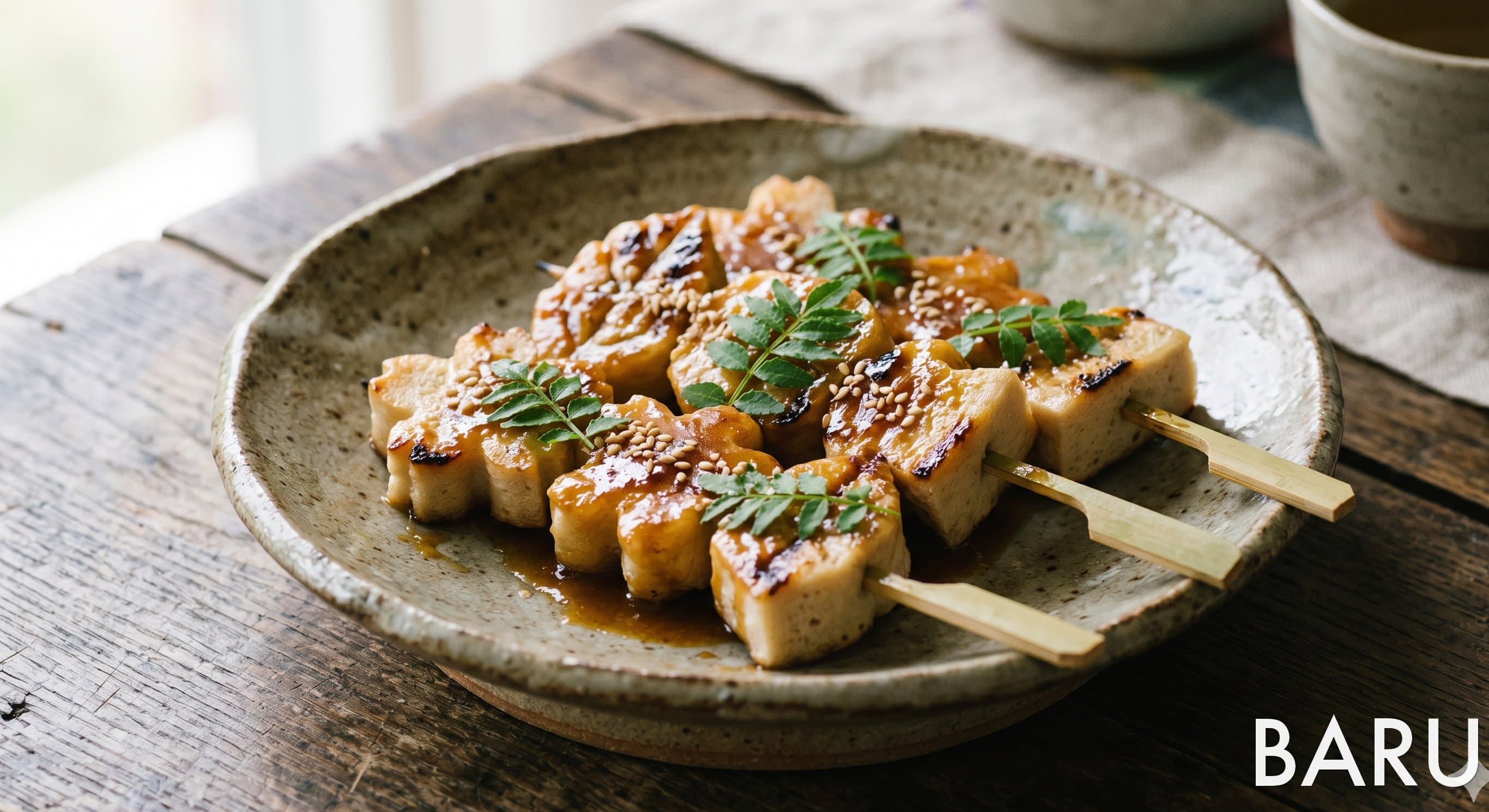 Grilled Fresh Wheat Gluten with Sweet Miso (나마후 된장구이)
