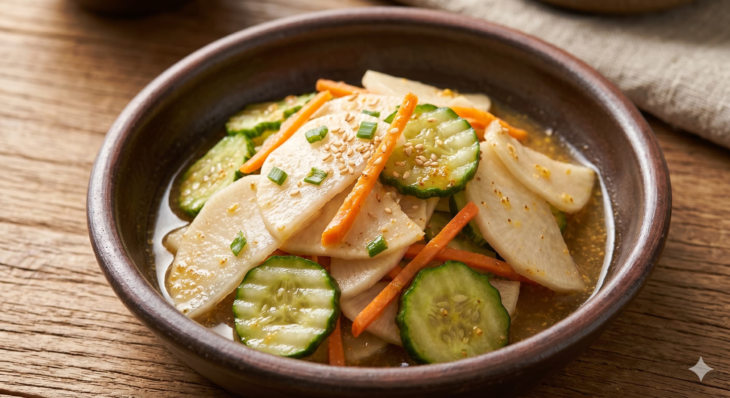 Turnip and Cucumber in Mustard Soy (순무 오이 겨자간장 절임)