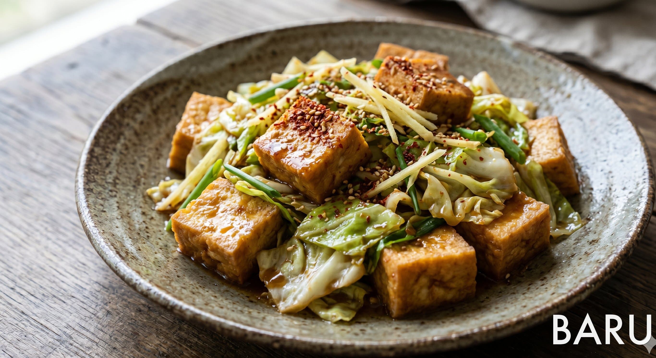 Miso-Glazed Cabbage and Fried Tofu Stir-Fry (양배추 두꺼운유부 된장볶음)