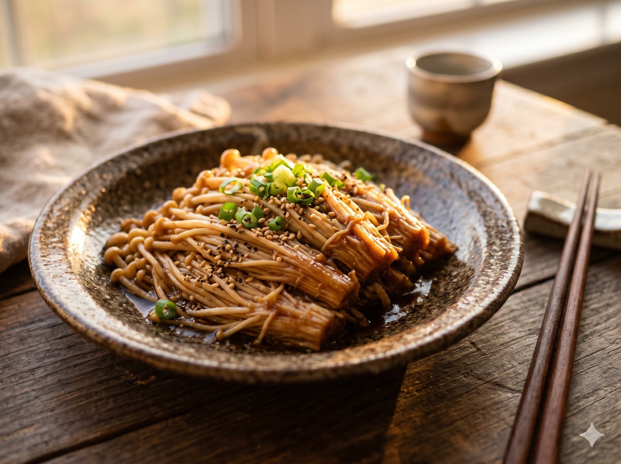 Soy Stir-fried Enoki Mushrooms (에노키노 쇼유이타메)