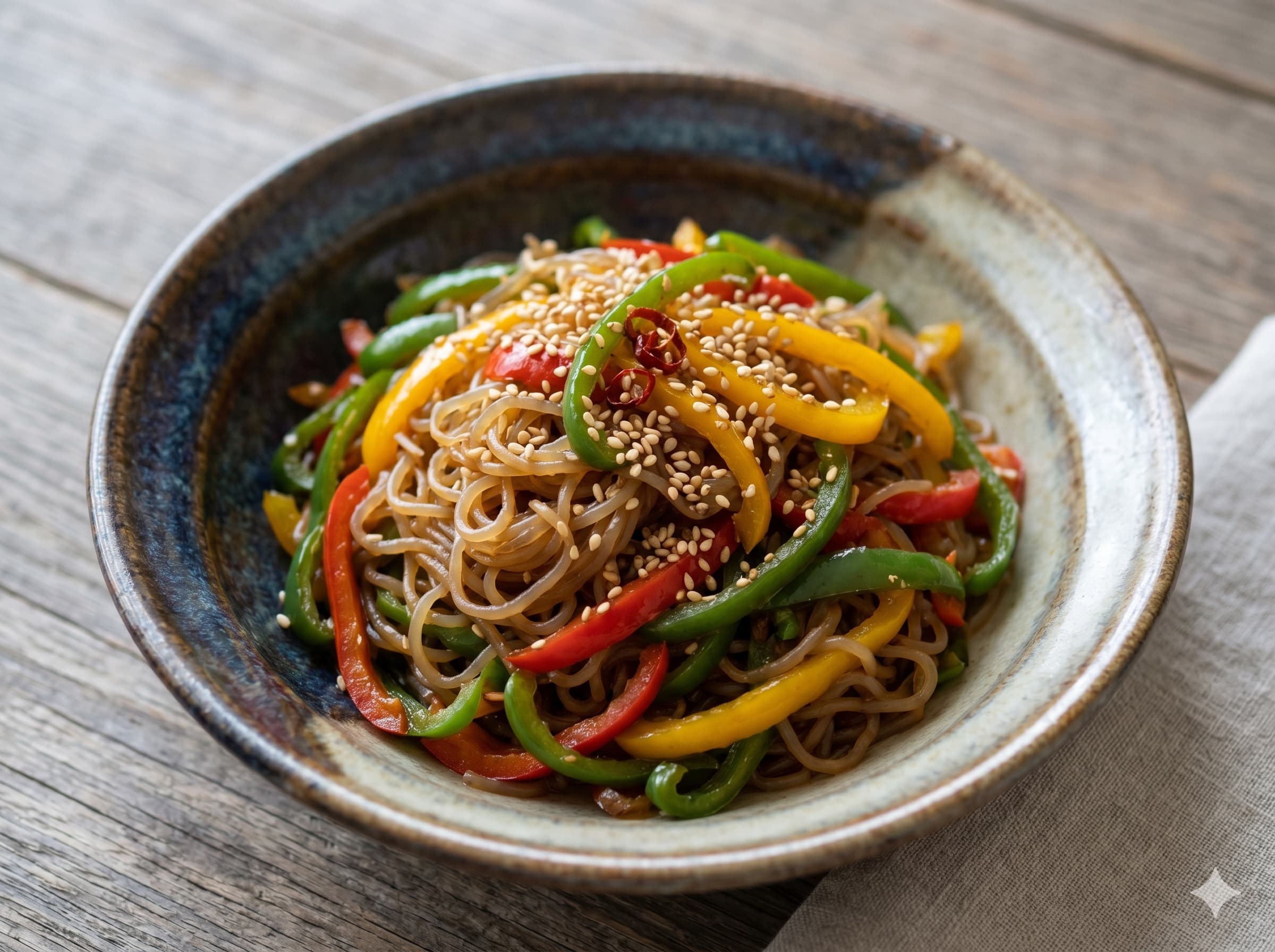 Shirataki Noodle & Bell Pepper Kinpira (이토콘냐쿠토 피만노 킨피라)