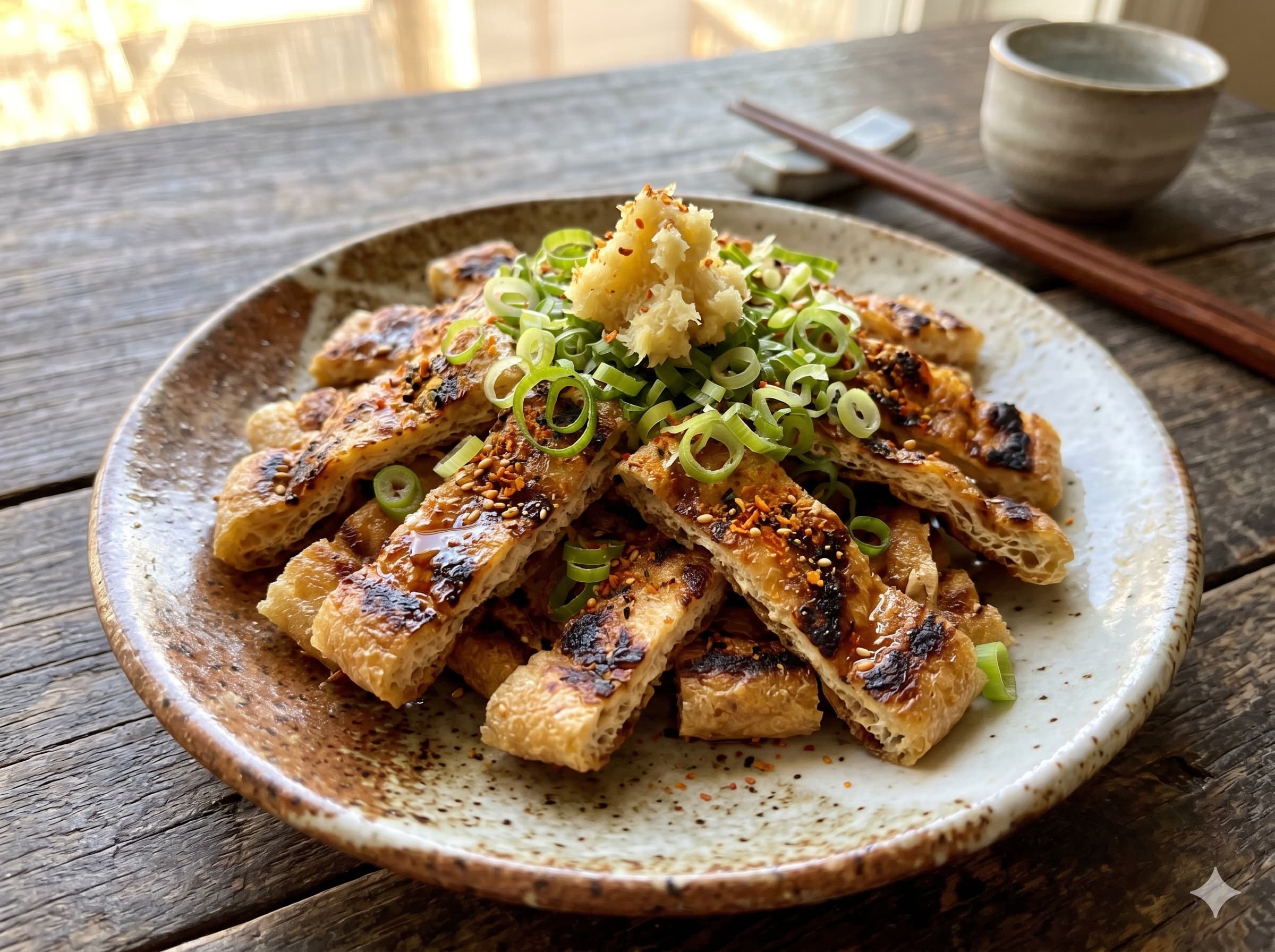 Crispy Grilled Fried Tofu Skin (아부라아게노 카리카리야키)