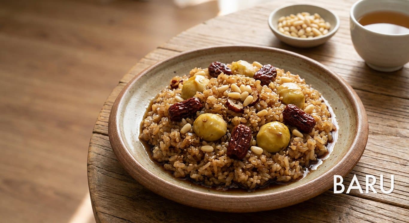 Sweet Sticky Rice with Nuts and Jujubes (약밥)