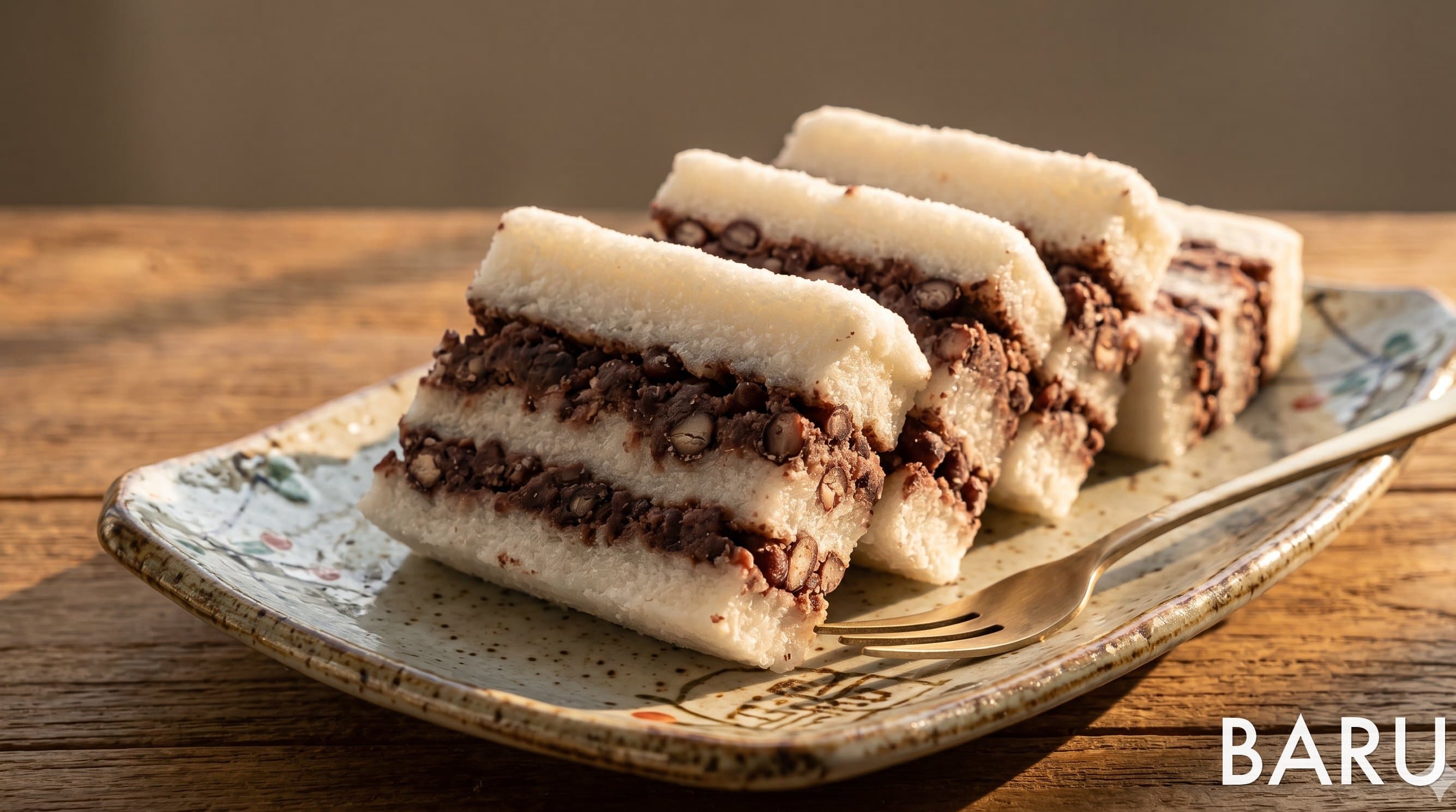 Sirutteok (Layered Red Bean Rice Cake) (시루떡)