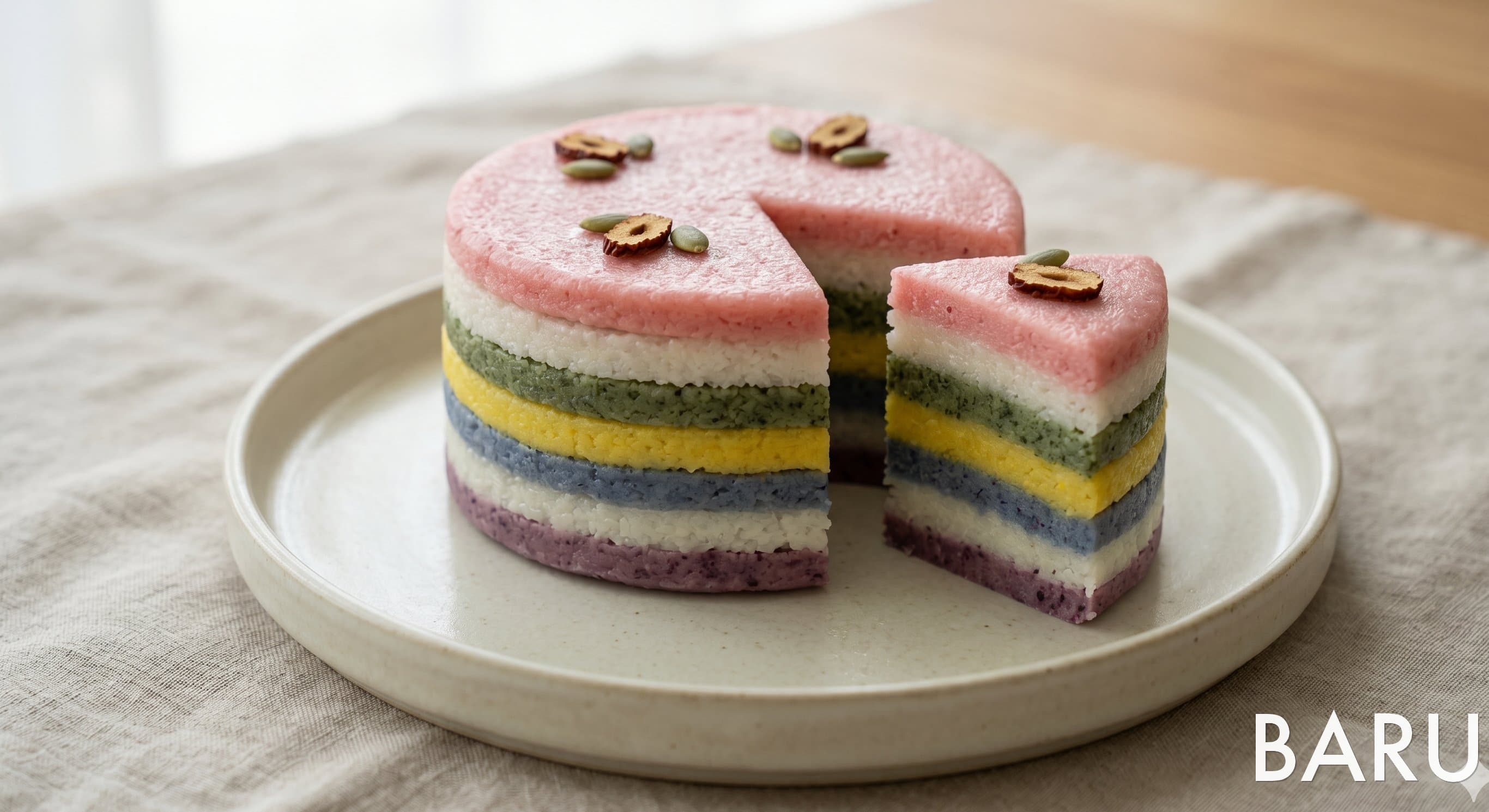 Mujigaetteok (Rainbow Rice Cake) (무지개떡)