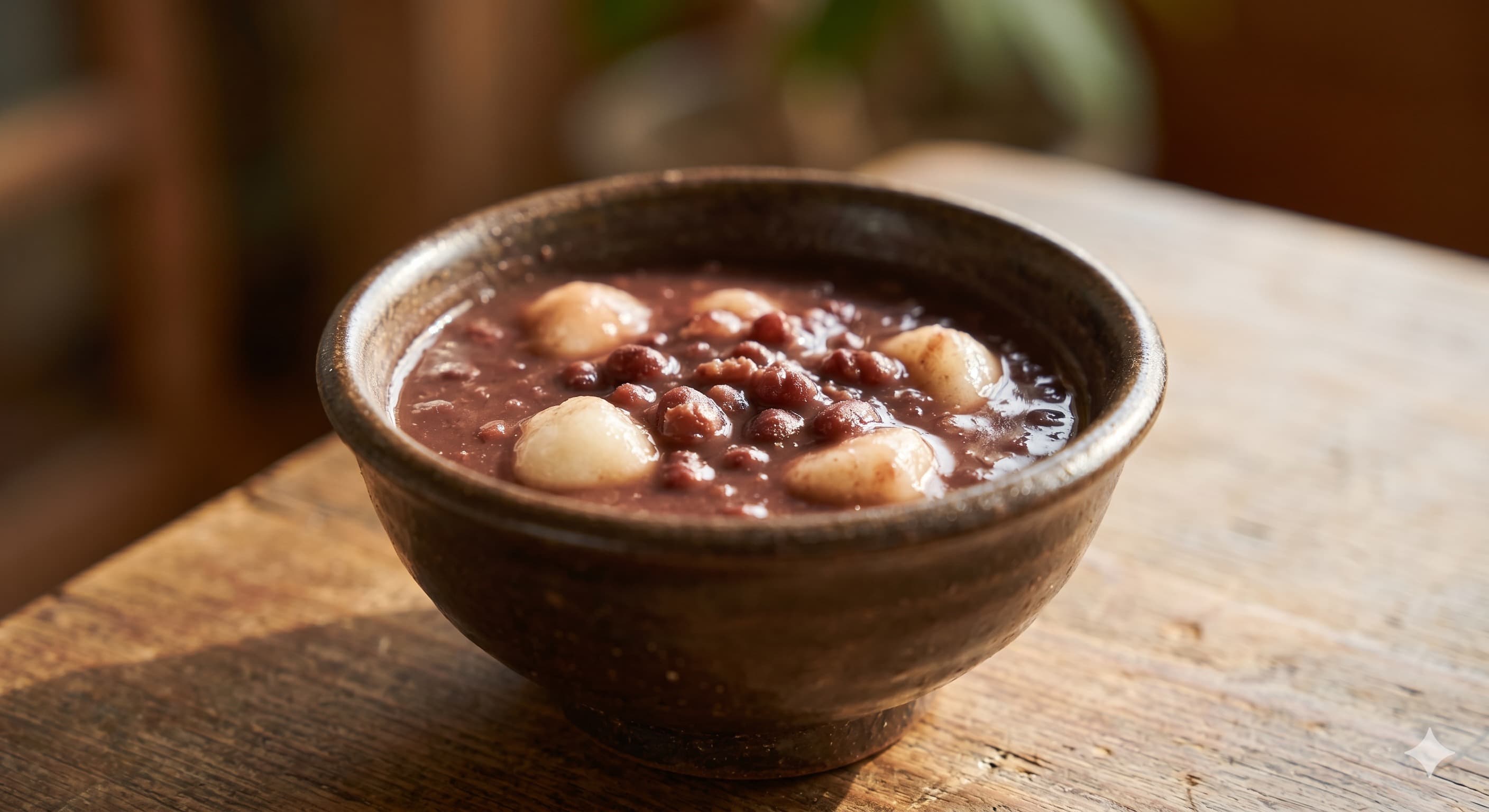 Rice Dumplings in Sweet Red Bean Soup (Hot or Cold) (시라타마 젠자이)
