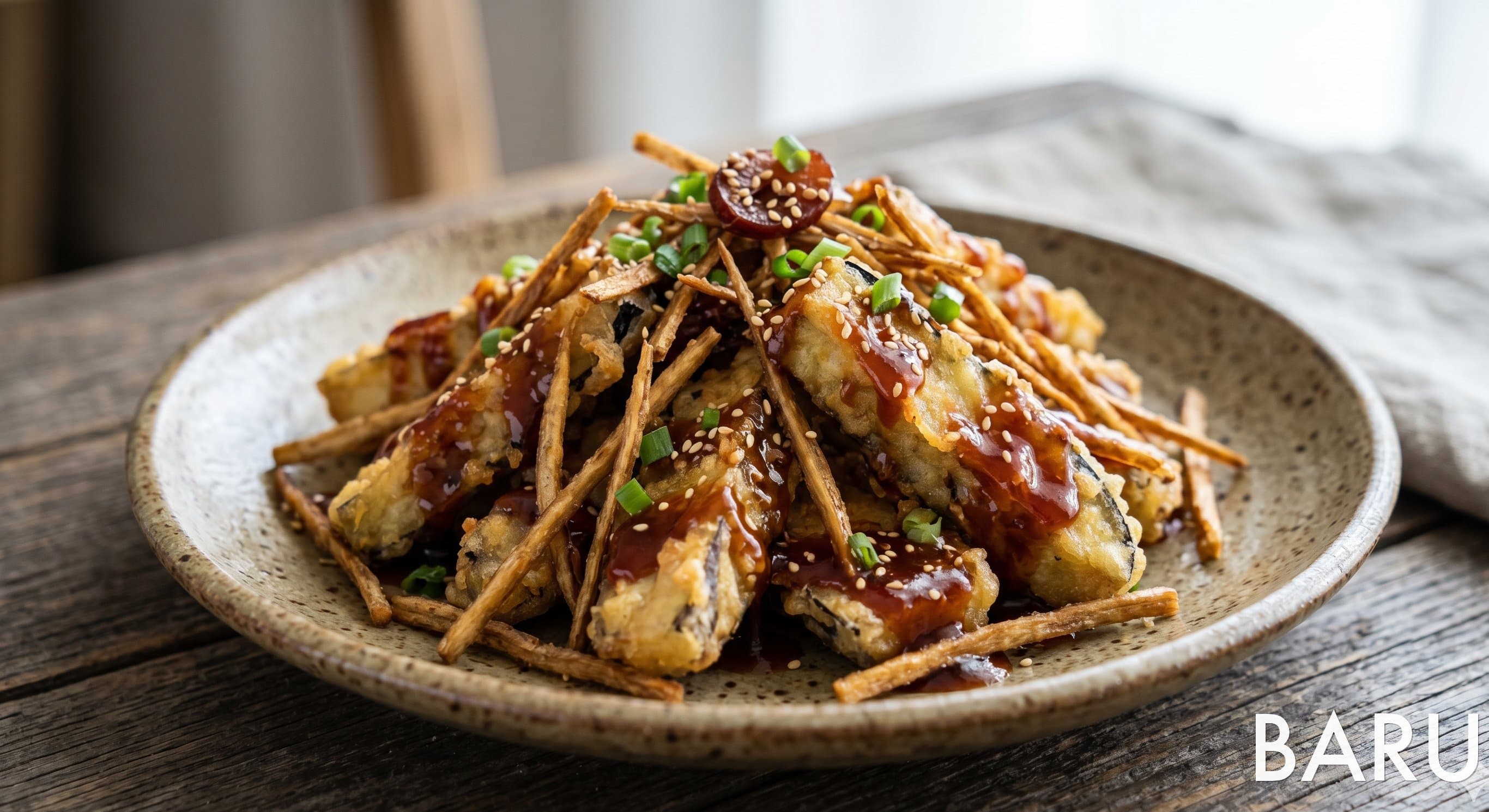 Fried Eggplant with Plum Sauce (가지 튀김 매실 소스)