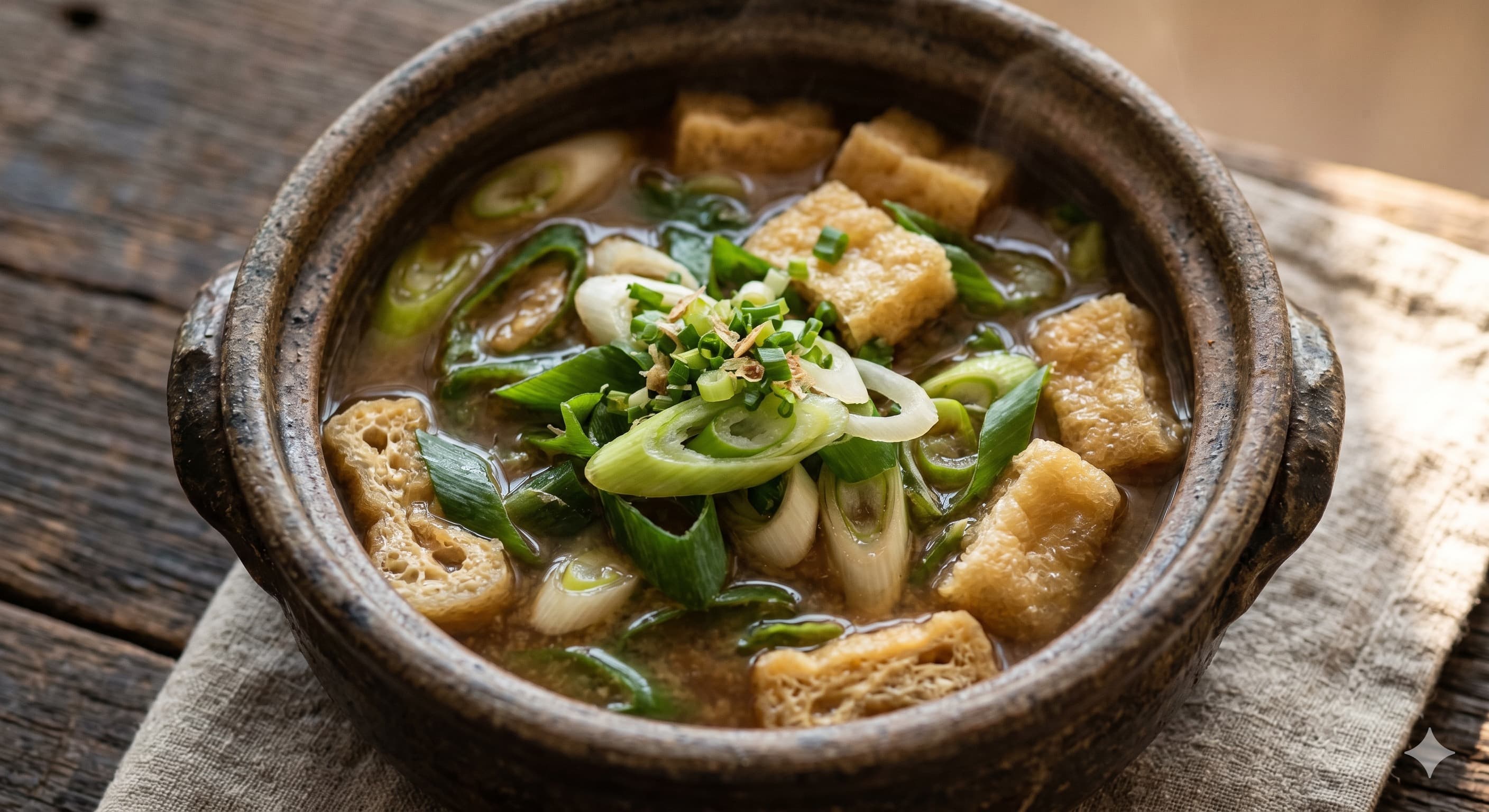 Deep Green Onion and Fried Tofu Miso Soup (대파 유부 된장국)