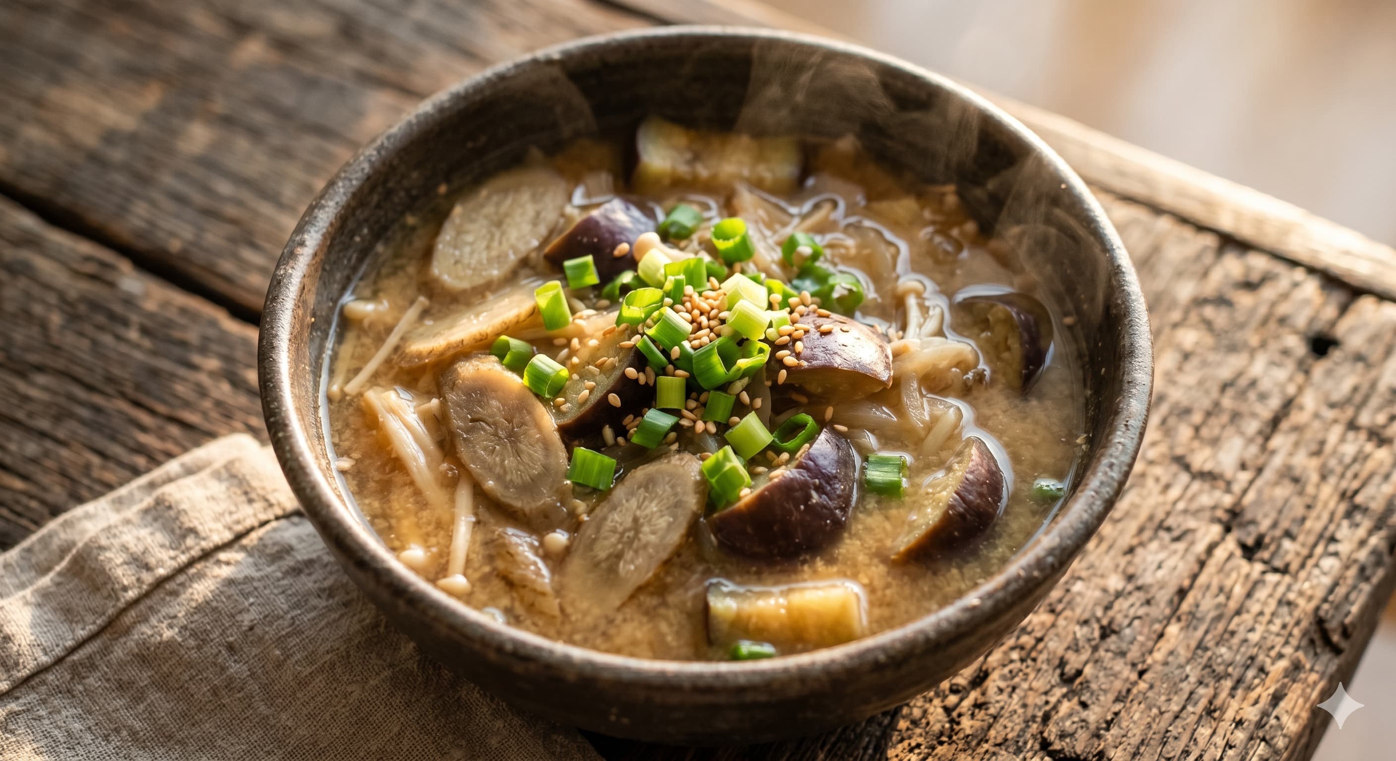 Eggplant and Burdock Root Miso Soup (가지 우엉 된장국)