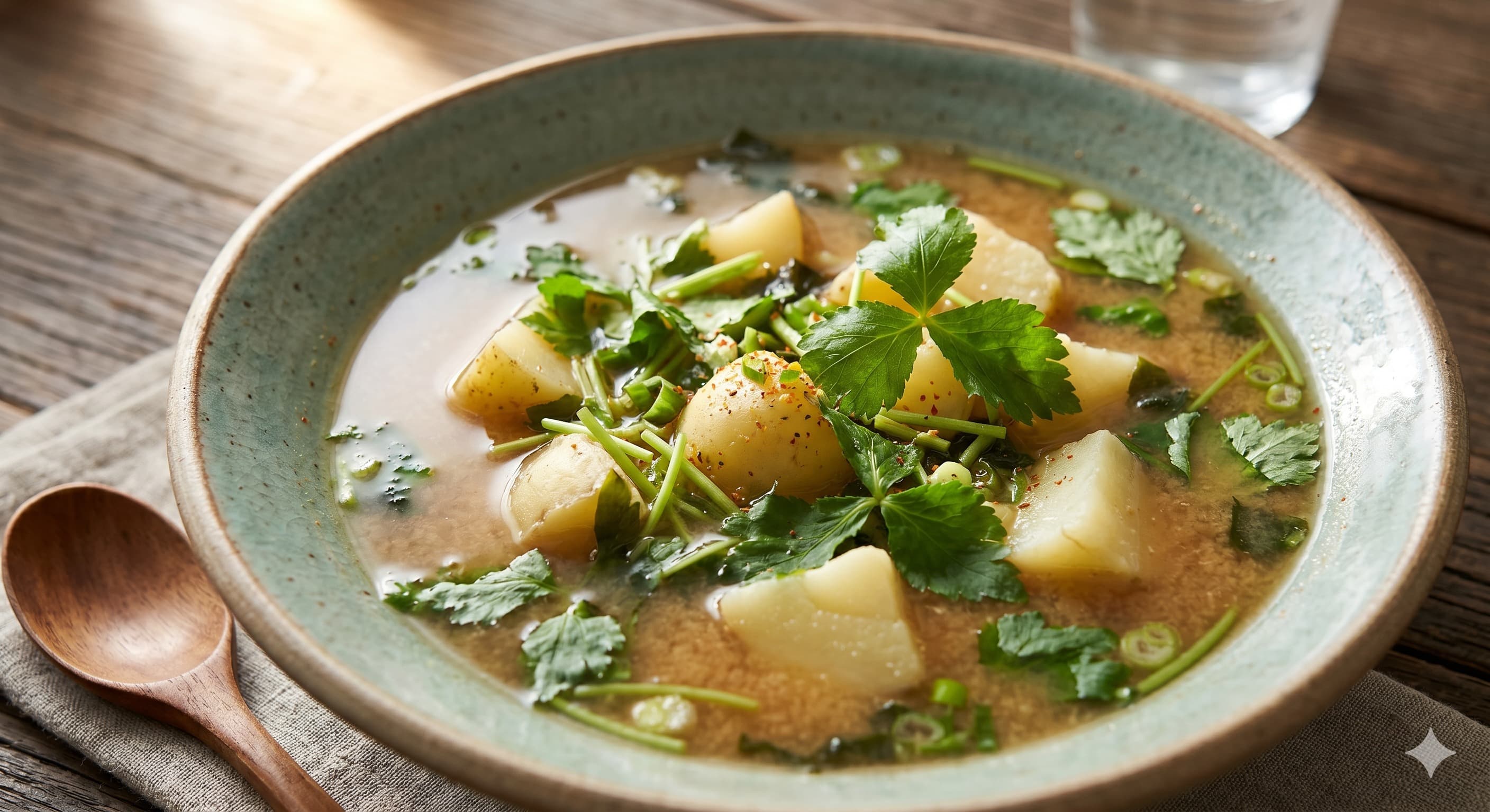 New Potato and Mitsuba Miso Soup (새감자 미쓰바 된장국)