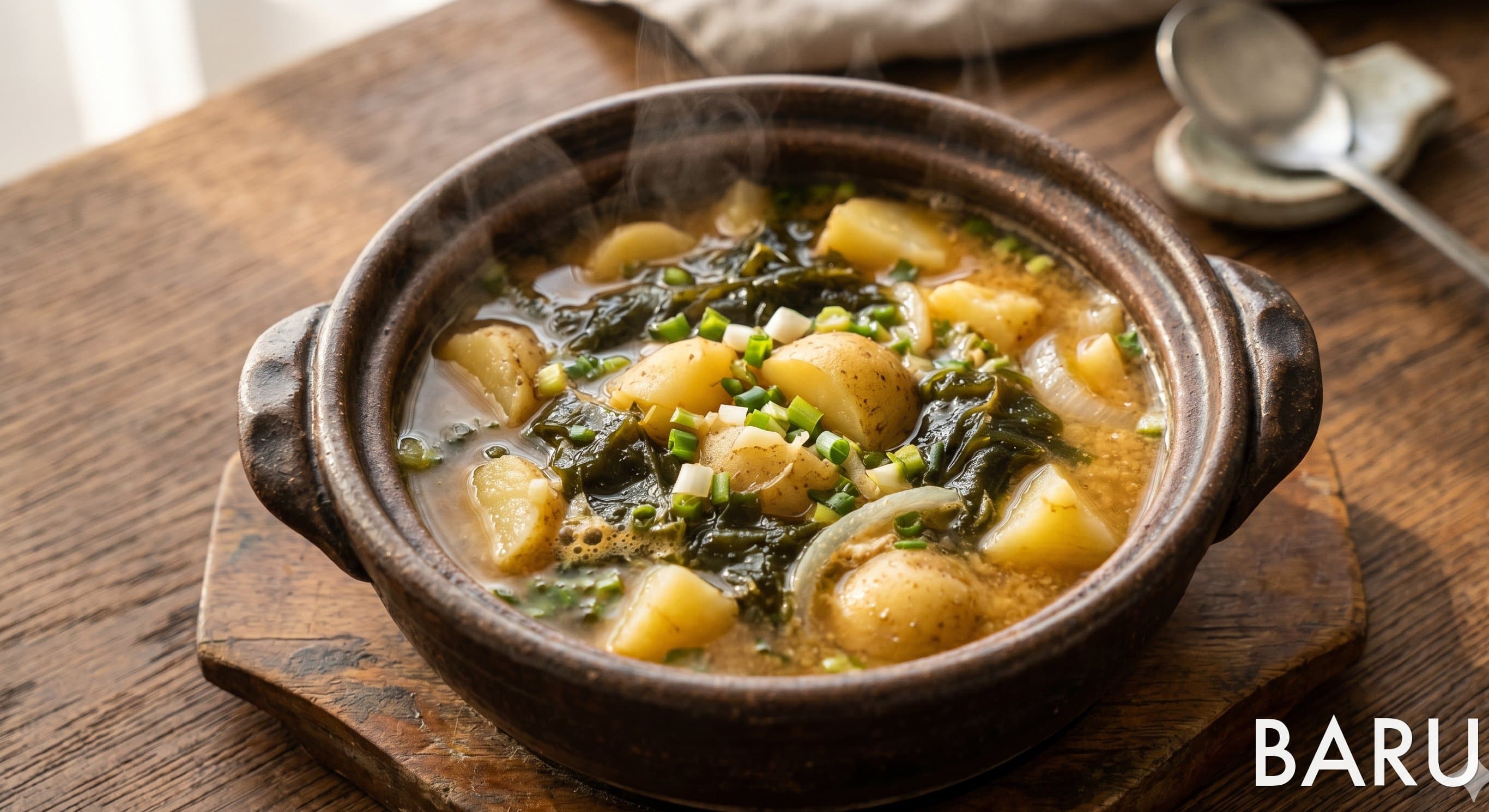 Mekabu Seaweed and New Potato Miso Soup (메카부 새감자 된장국)