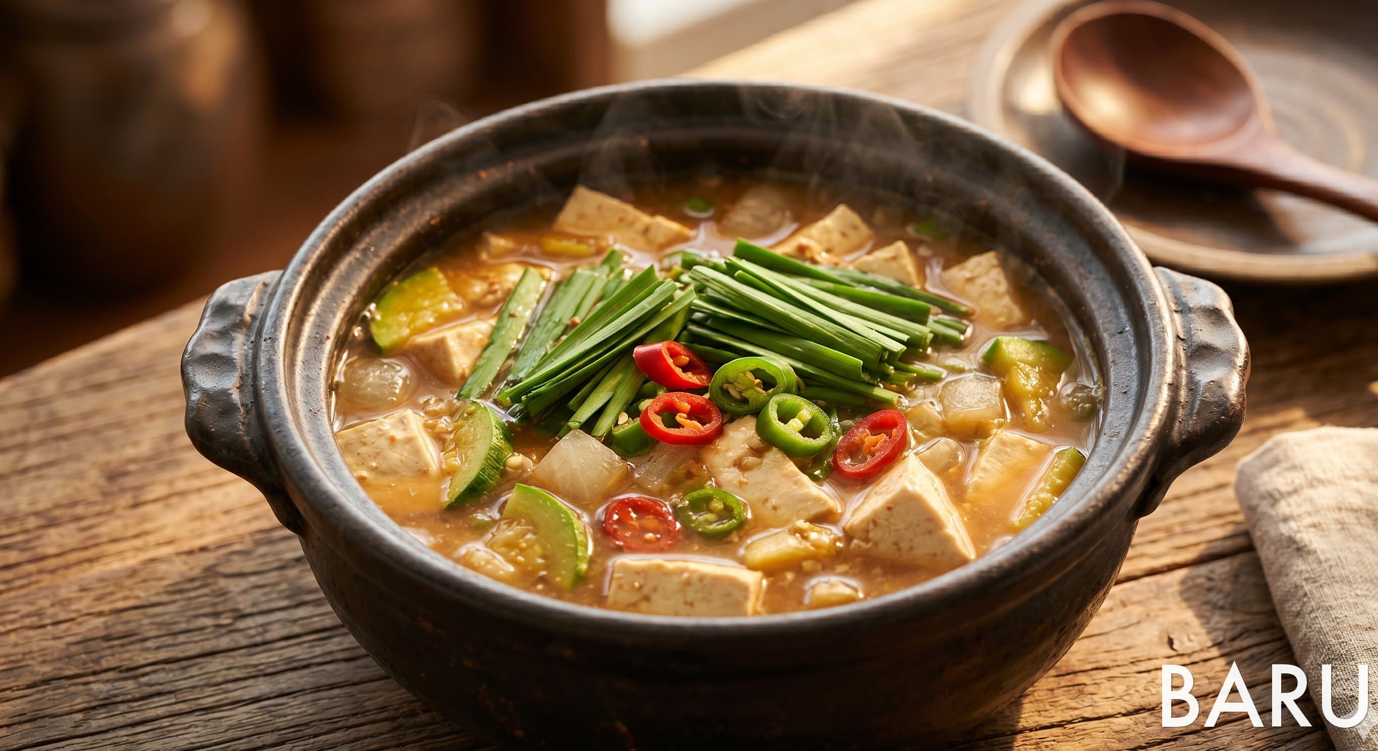 Chive and Soft Tofu Doenjang Stew (부추된장)
