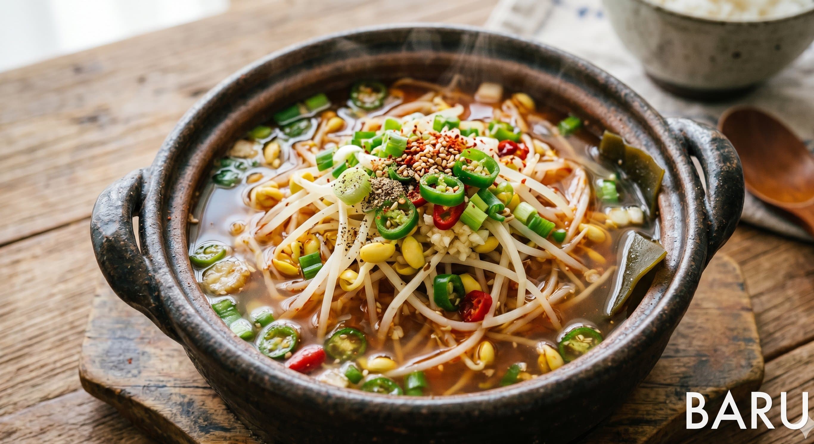 Clear and Spicy Soybean Sprout Soup (깔끔하고 매콤한 콩나물국)