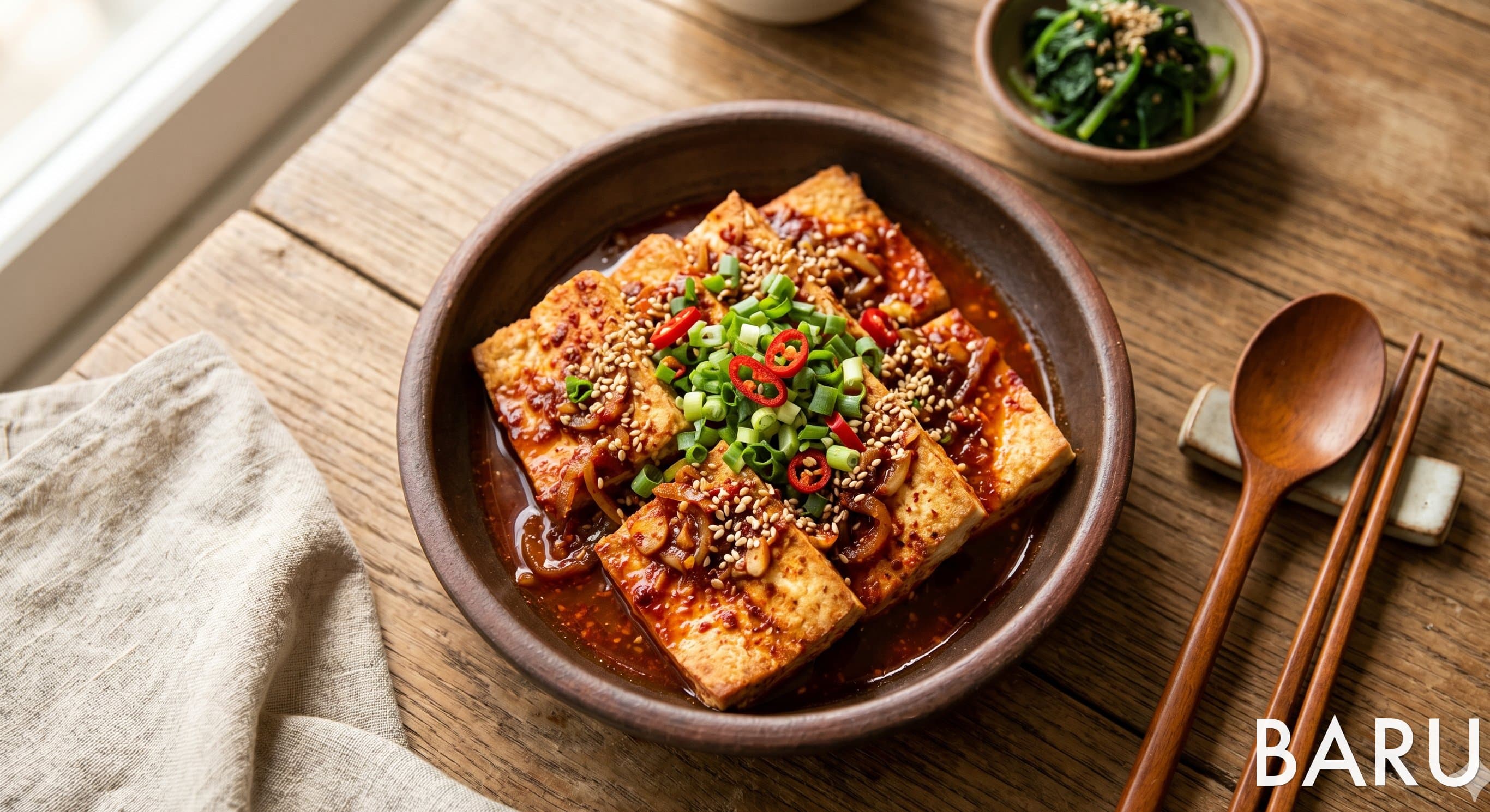 Braised Tofu in Spicy Sauce (두부조림 (매운양념))
