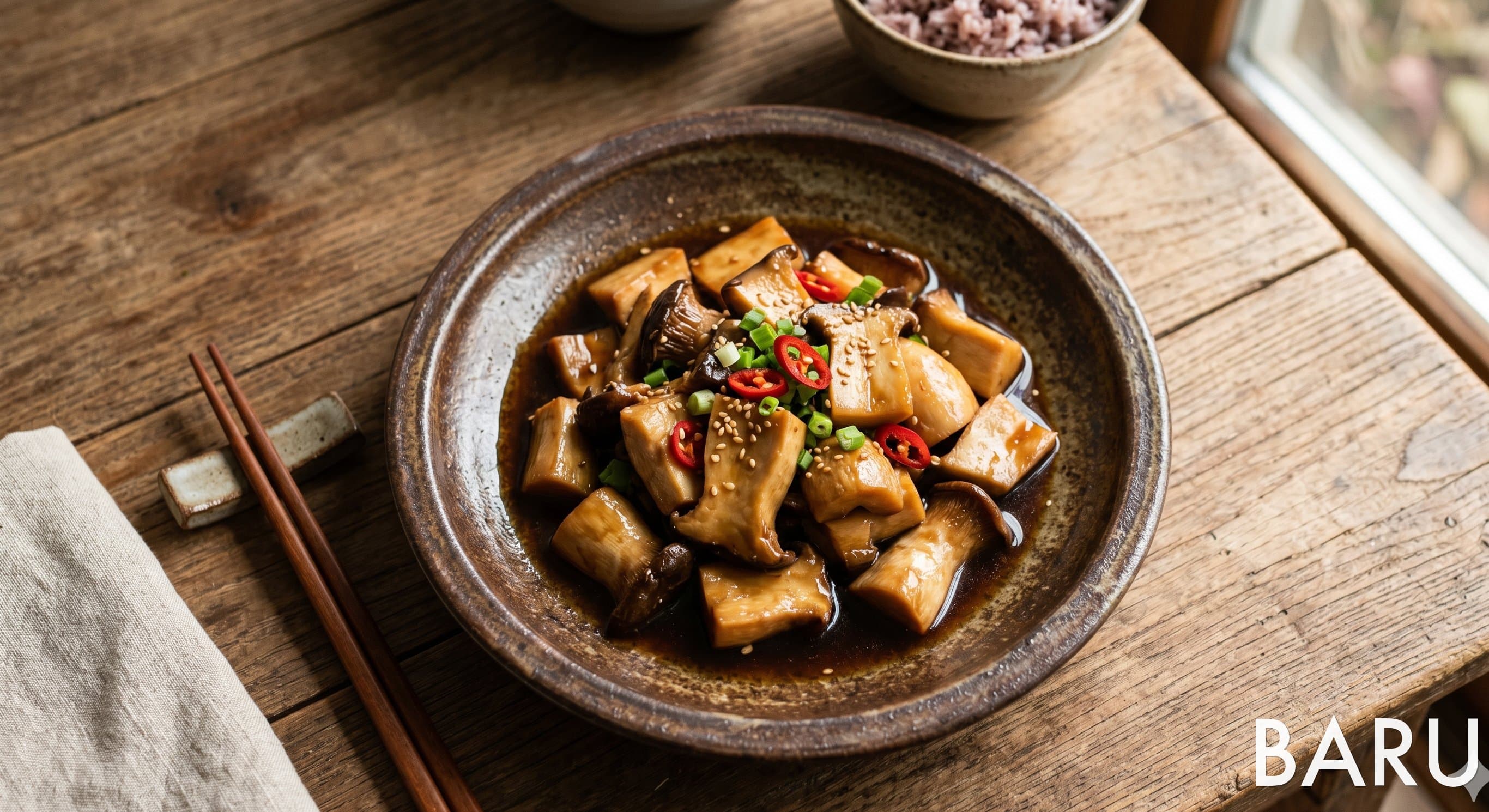 Braised King Oyster Mushroom in Soy Sauce (새송이버섯 장조림)