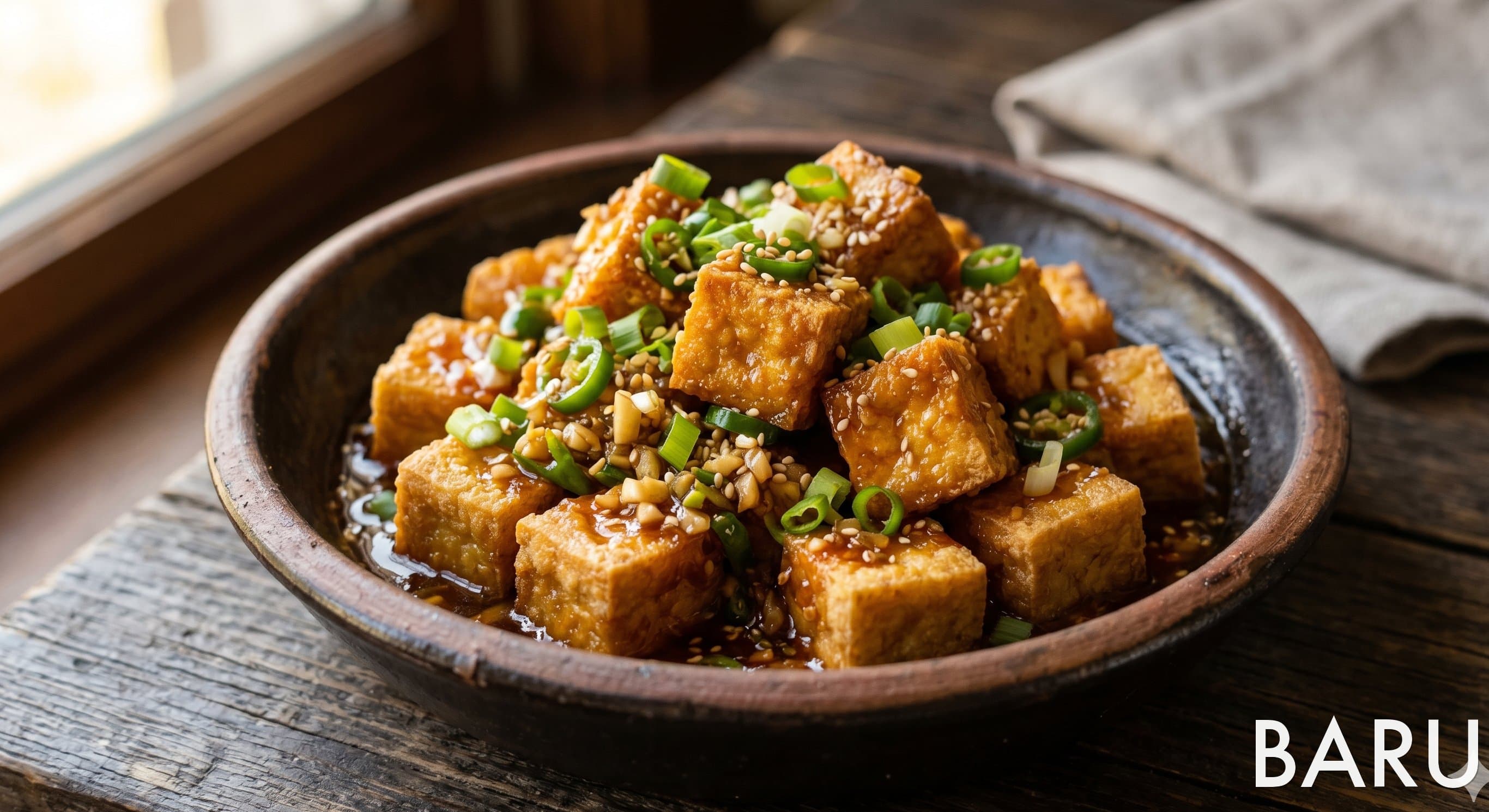 Crispy Tofu in Spicy Garlic Sauce (Tofu Kkanpunggi) (두부 깐풍기)