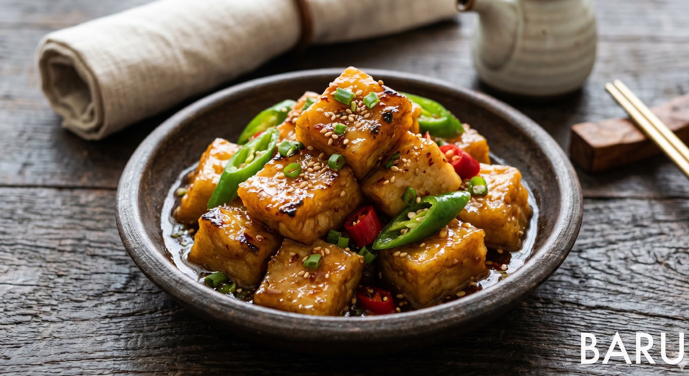 Chewy Starch-coated Tofu in Soy Glaze (쫀득쫀득 짭쪼롬한 두부)