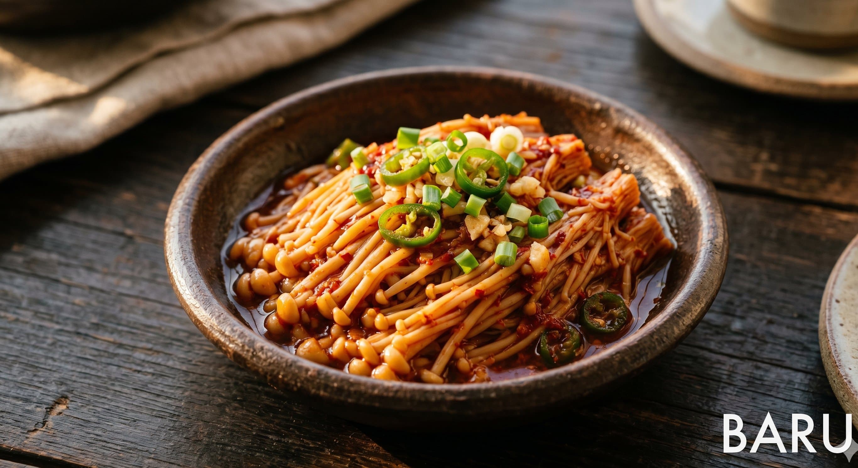 Spicy Braised Enoki Mushrooms (오독오독 매운팽이버섯)