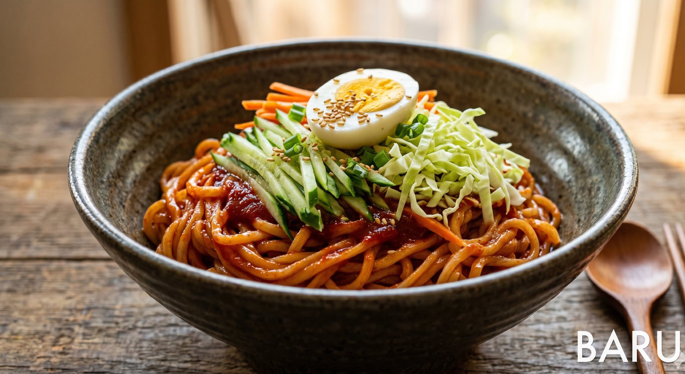 Jjolmyeon (Chewy Spicy Cold Noodles) (쫄면)