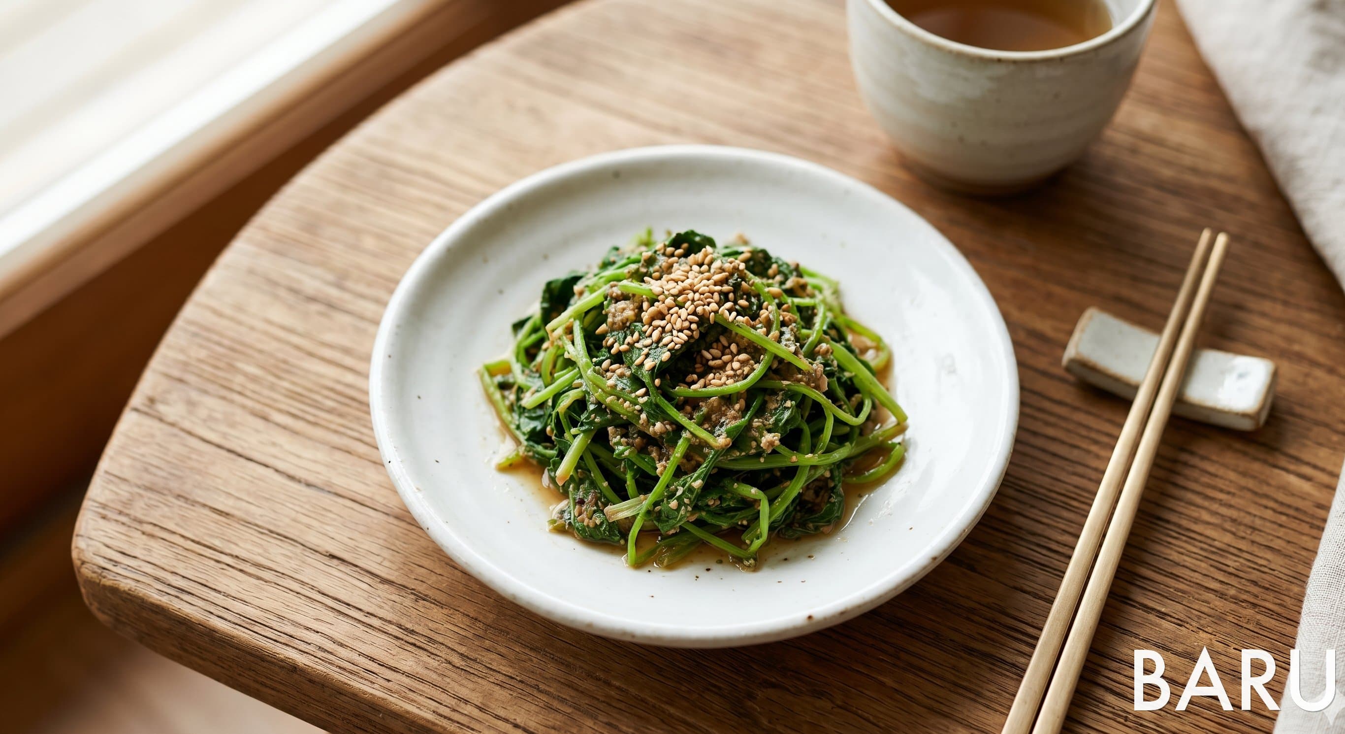 Perilla Leaf Shoots Namul with Ground Perilla Seeds (깻잎순 들깨볶음)