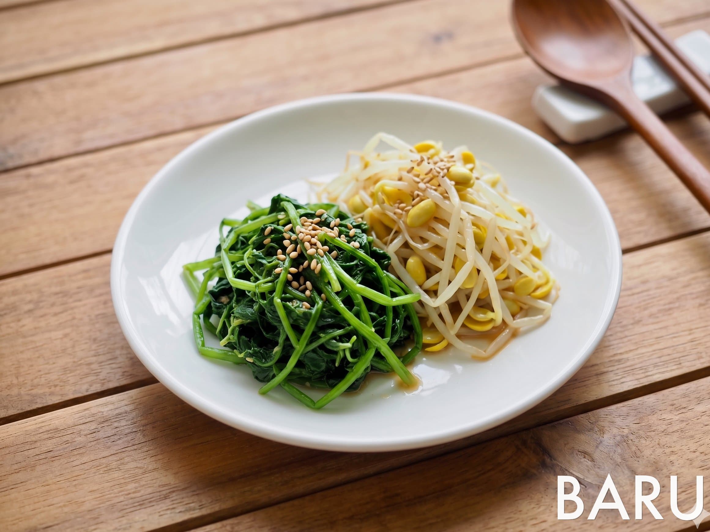 Angelica Sprout and Soybean Sprout Namul (이색 나물 : 어린신선초나물)