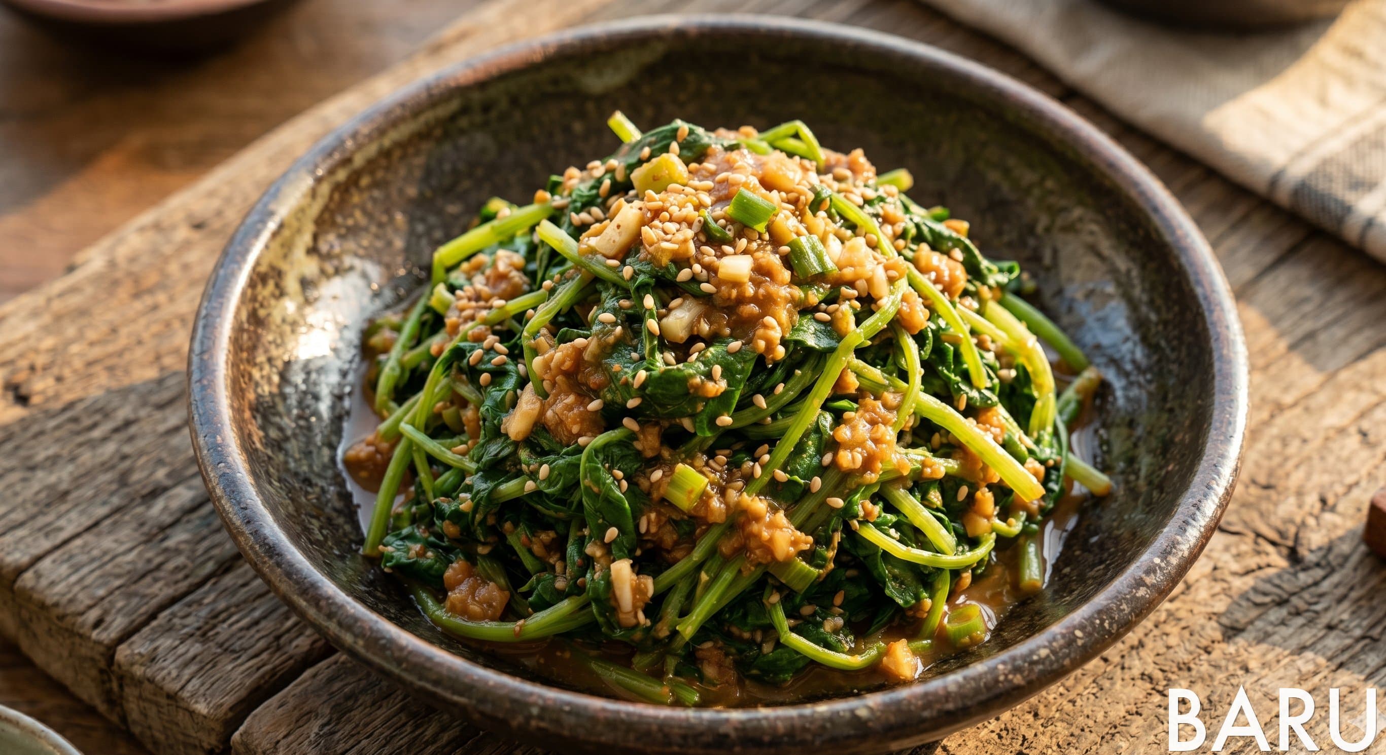 Amaranth Greens with Ssamjang (비름나물쌈장무침)
