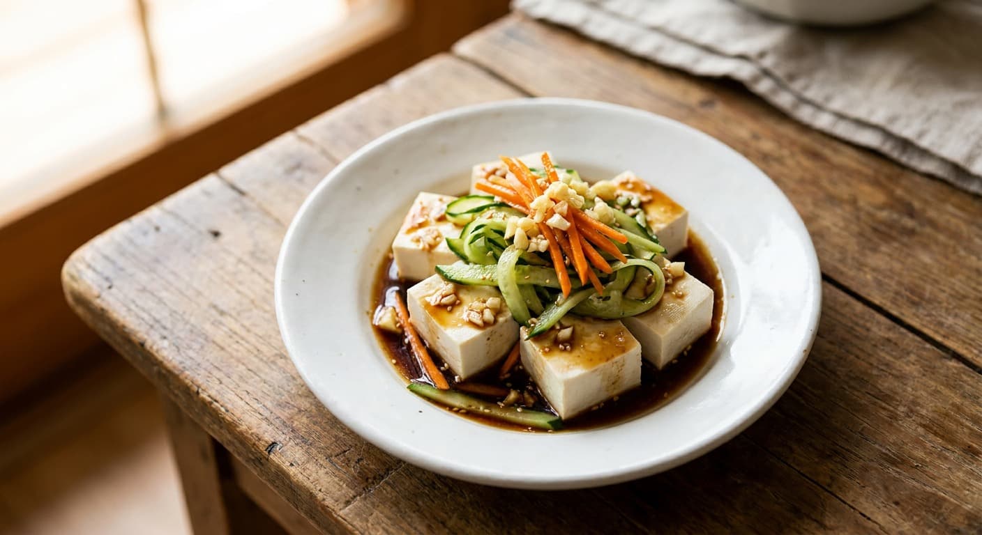 Chilled Tofu and Cucumber Salad (두부오이냉채)