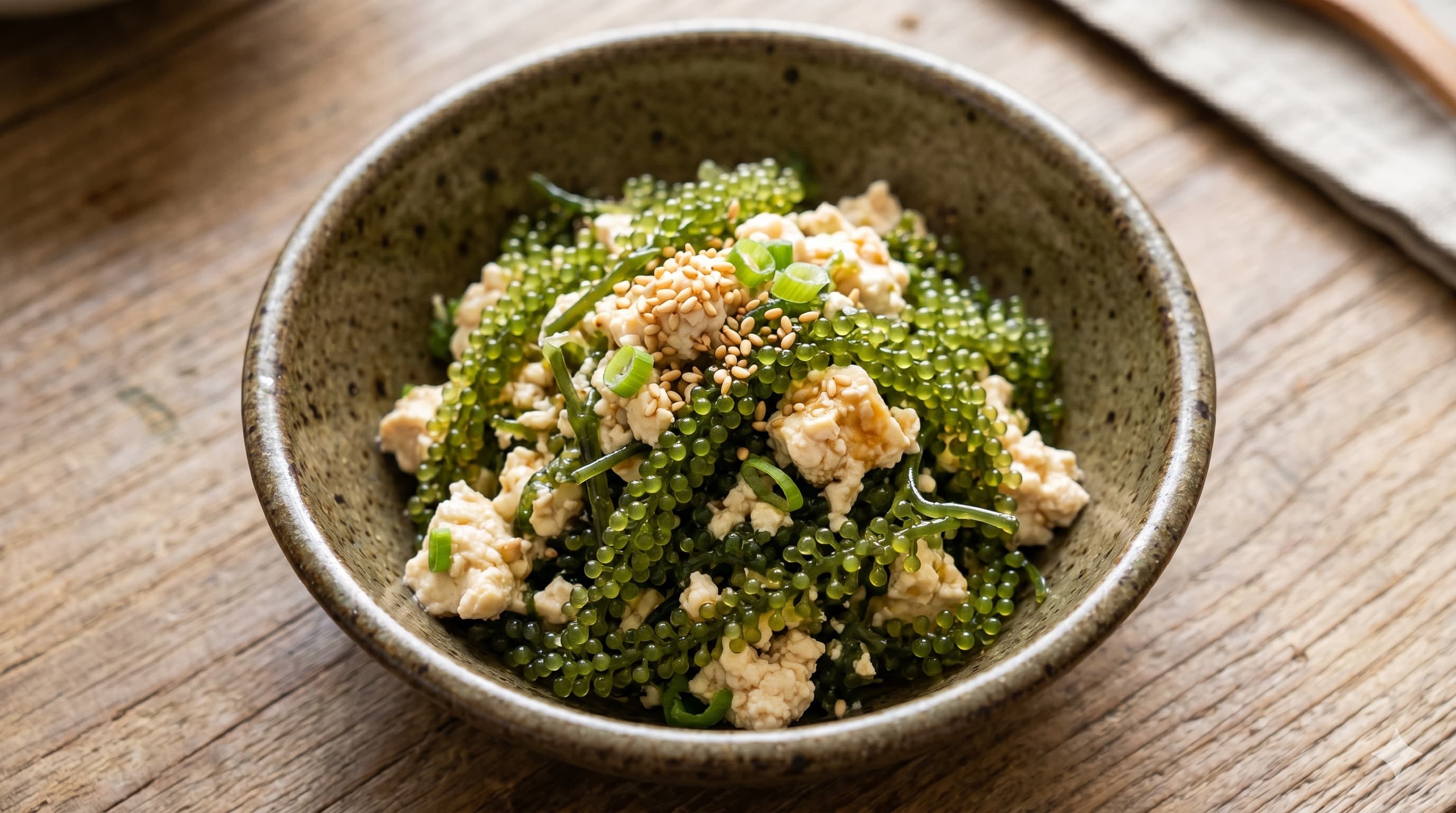 Sea Grape and Tofu Salad (바다포도 두부무침)