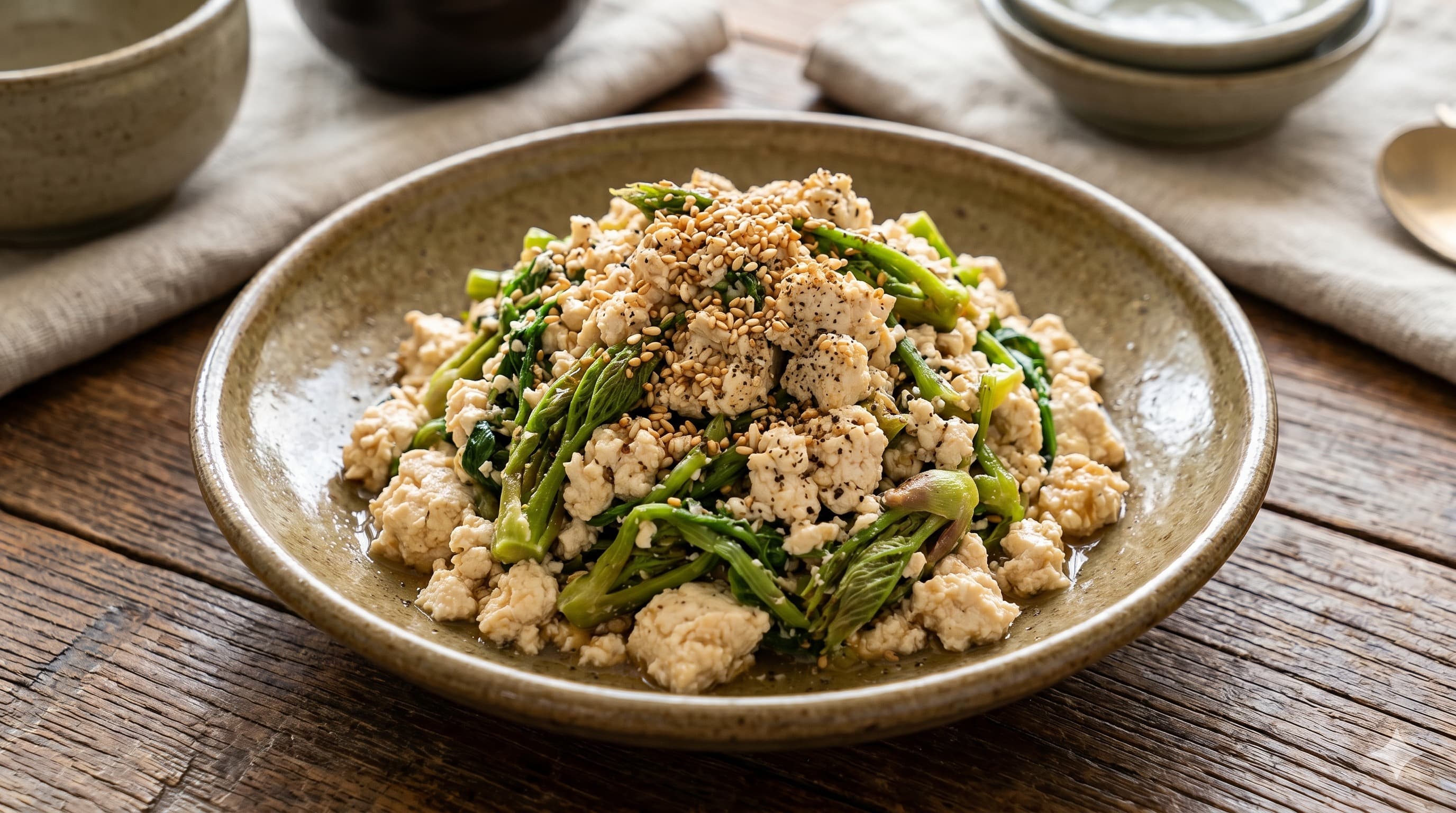 Tree Sprout (Gaedureup) Tofu Salad (음나무어리순(개두릅) 두부)