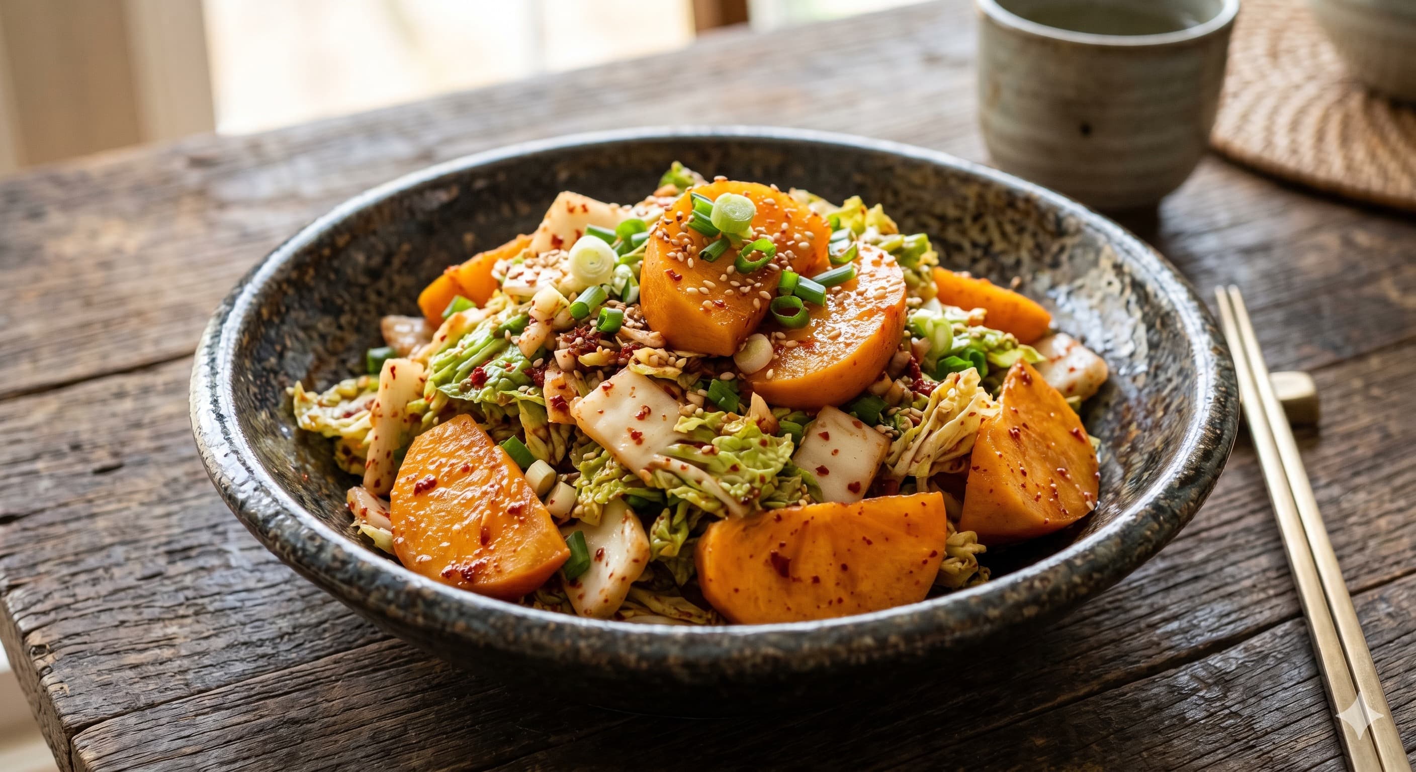 Sweet Persimmon and Cabbage Kimchi-style Salad (감 배추무침)