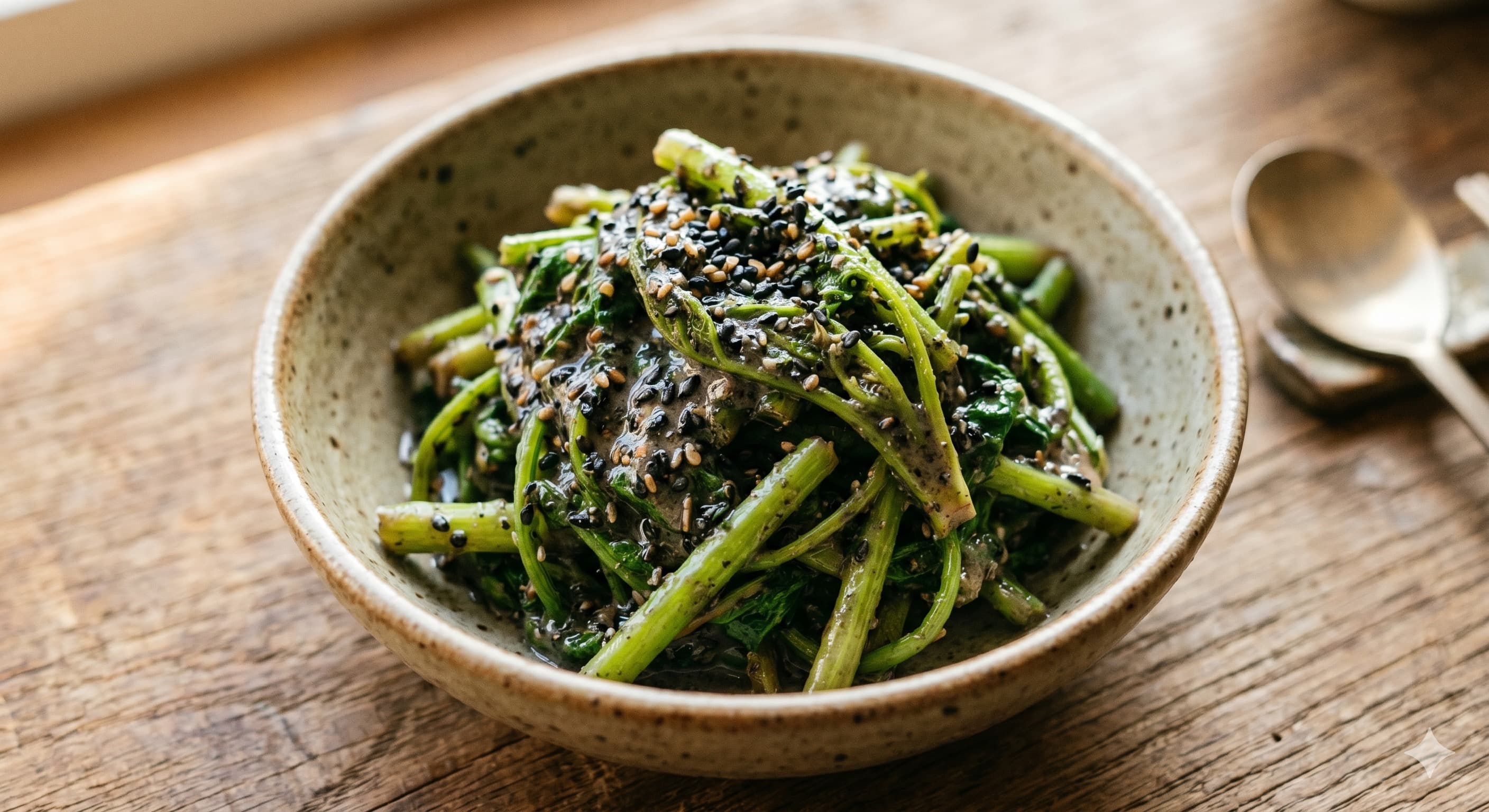 Mountain Udo with Black Sesame (산두릅 검은깨 무침)