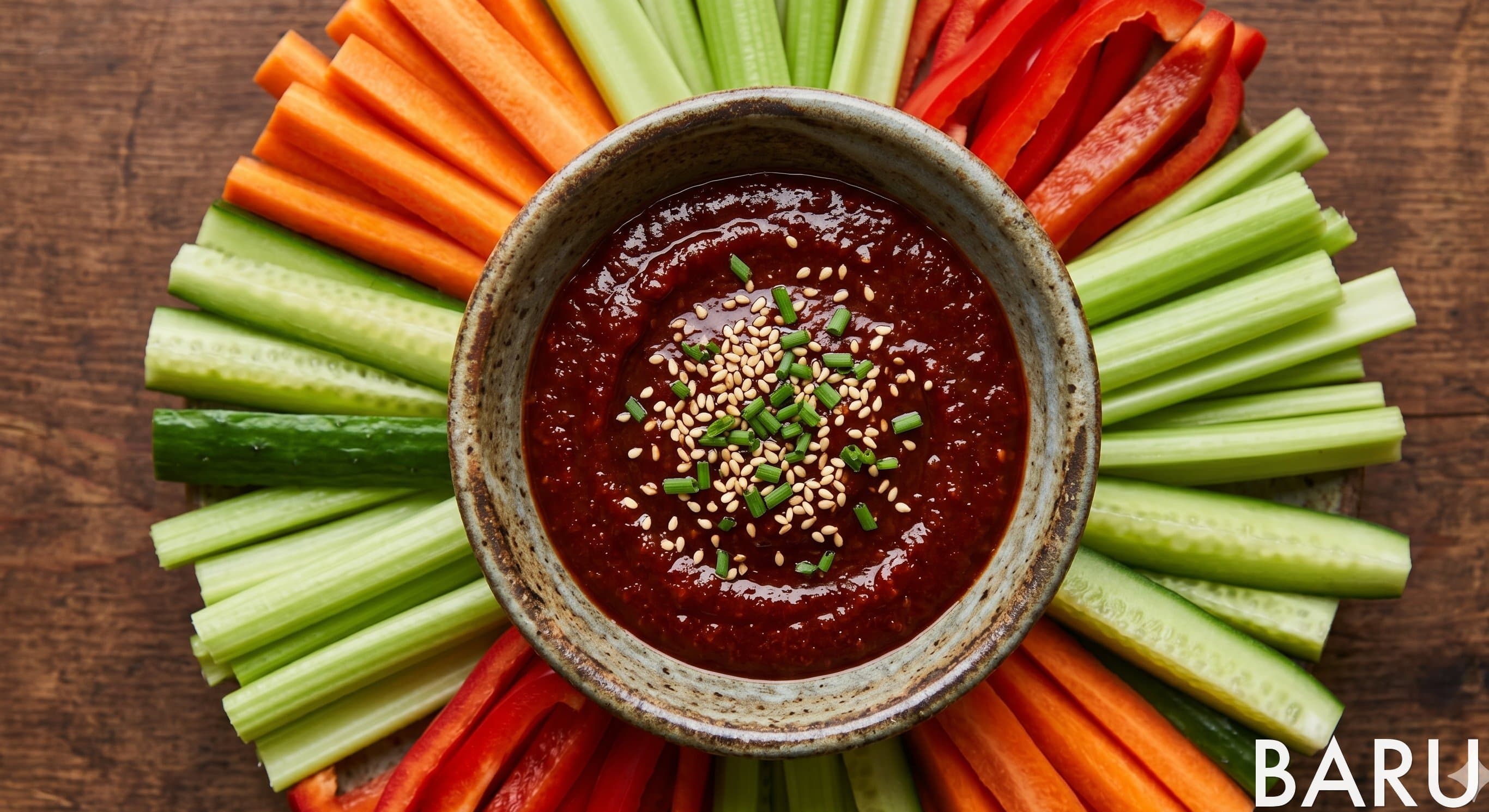 Gochujang Dipping Sauce with Veggie Sticks (고추장 디핑소스와 야채스틱)