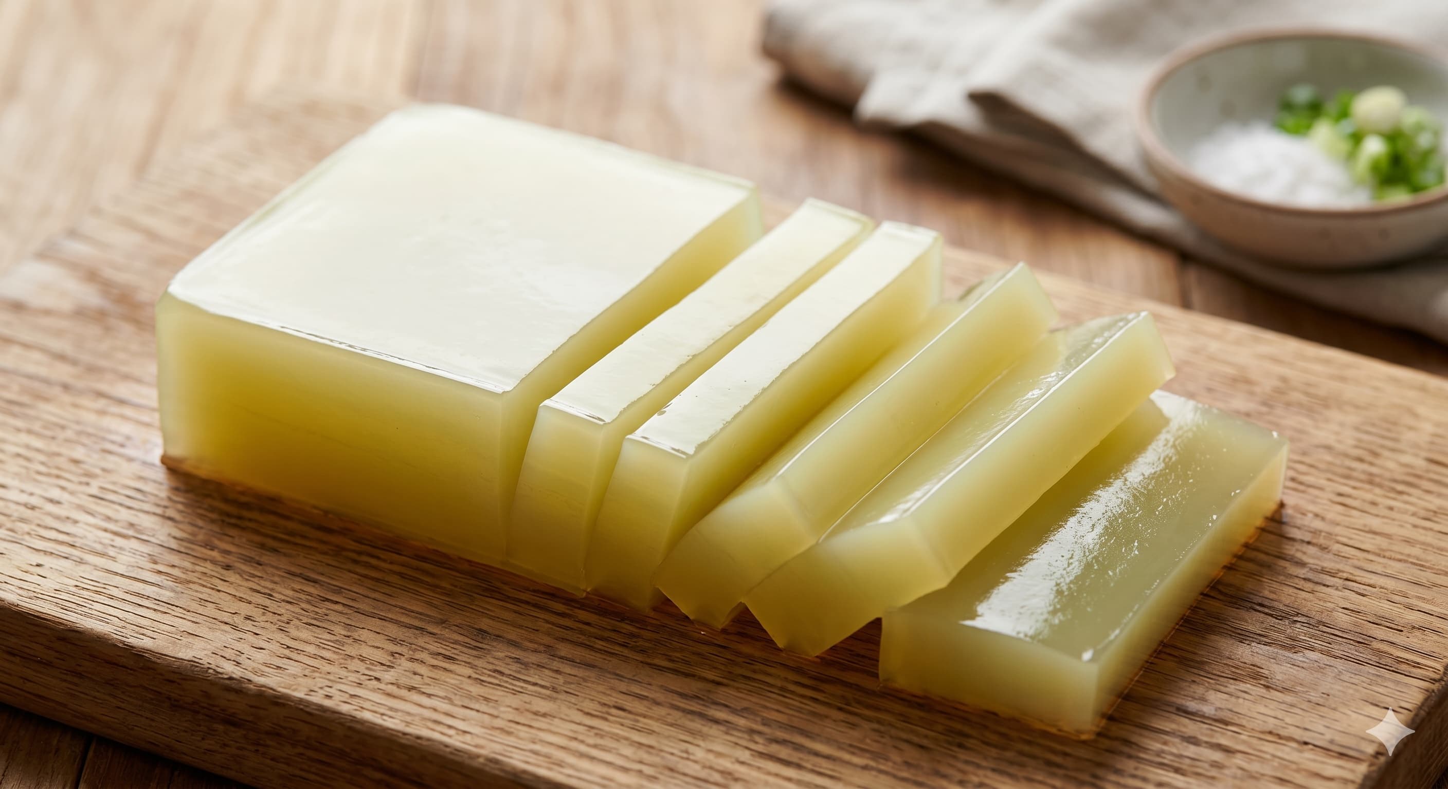 Mung Bean Jelly (Cheongpomuk) (청포묵)